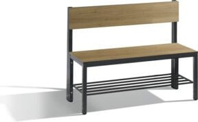 C+P Sitzbank Basic Plus mit Rückenlehne und Schuhrost, Dekor Eiche Sereno, Gestell Schwarzgrau, H 79,6 cm x B 100 cm x T 40,7 cm - Bild 1