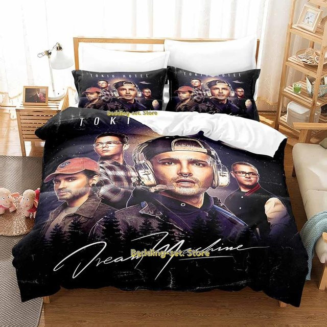 Gu Tao Tokio Hotel Bettwäsche Set mit 3D-Anime-Print, Schwarz, B/H: 135 x 200 cm - Bild 1