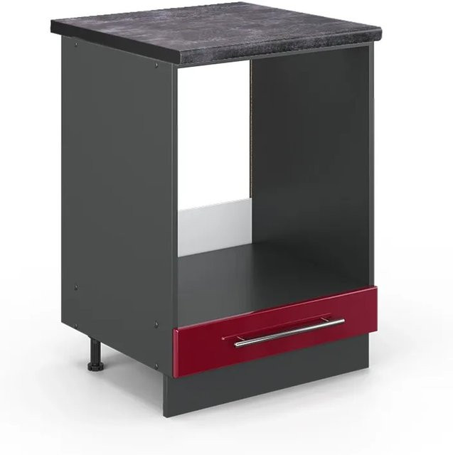 Vicco Herdumbauschrank Fame-Line in Bordeaux Hochglanz und Anthrazit, Breite: 60 cm, Höhe: 82 cm, Tiefe: 60 cm - Bild 1