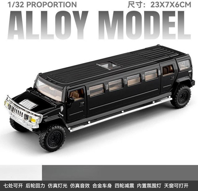 Linyi toy car Verlängerte Limousine, Modellauto, Metall, 1:32, mit Licht und Ton, ab 14 Jahren - Bild 1