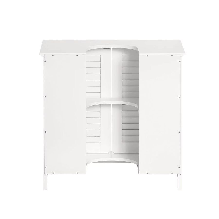 SoBuy Waschbeckenunterschrank FRG237-II mit 2 Lamellentüren in Weiß, B/T/H: 60 x 35 x 58 cm - Bild 2