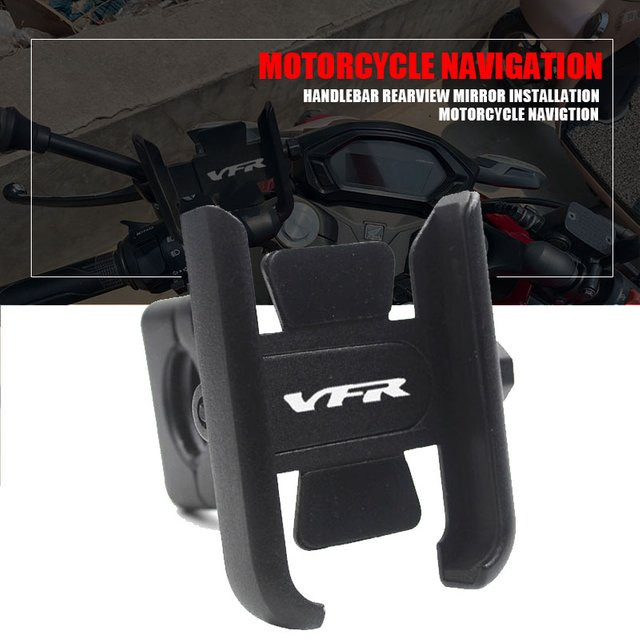 Motorrad Lenker Handyhalterung und GPS Ständer für Honda VFR750 VFR800 VFR1200 in Schwarz und Silber - Bild 1