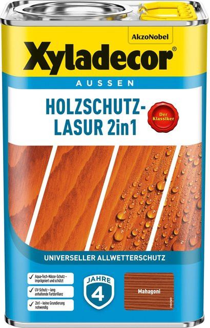Xyladecor Holzschutz-Lasur 2in1 Mahagoni matt braun lösemittelbasiert - Bild 1