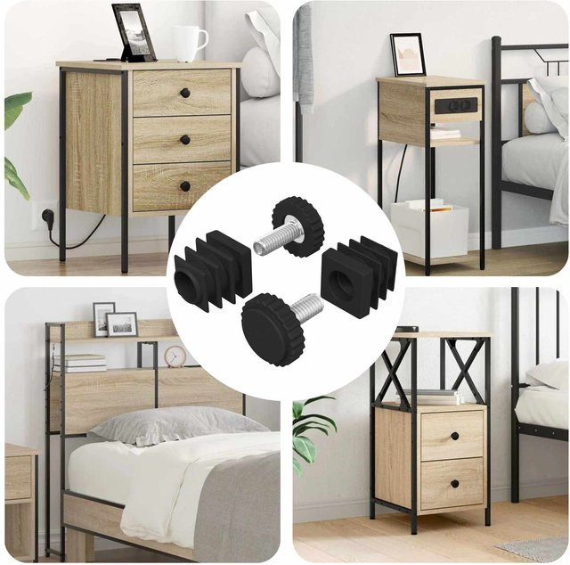 VD Home Furnishing Verstellbare Möbelgleiter 2 Stück Schwarz M6 aus Kunststoff - Bild 1