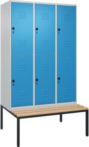 C+P Doppelstock-Spind Classic PLUS Sitzbank mit 3 Abteilen aus Buche-Hartholz, B/T/H: 212,0 x 120,0 x 81,5 cm - Bild 1