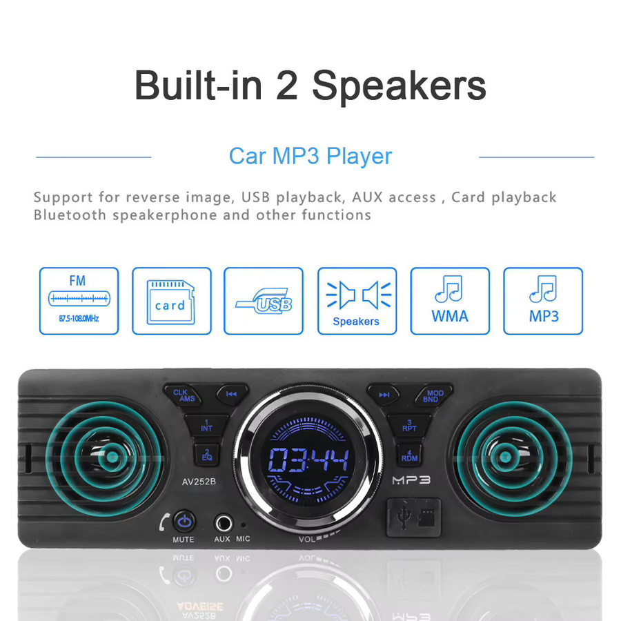 Bluetooth Autoradio mit MP3-Player, USB-TF-Karte, FM-Radio, Freisprecheinrichtung und 2 integrierten Lautsprechern in Schwarz, 1 Din - Bild 3