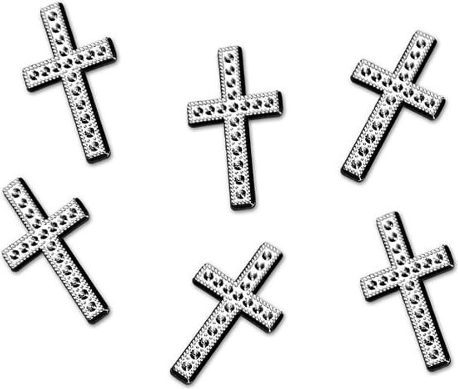 Silberne Kreuz-Ornamente aus Metall und Kunststoff, 25 Stück, Durchmesser: 27 mm - Bild 1