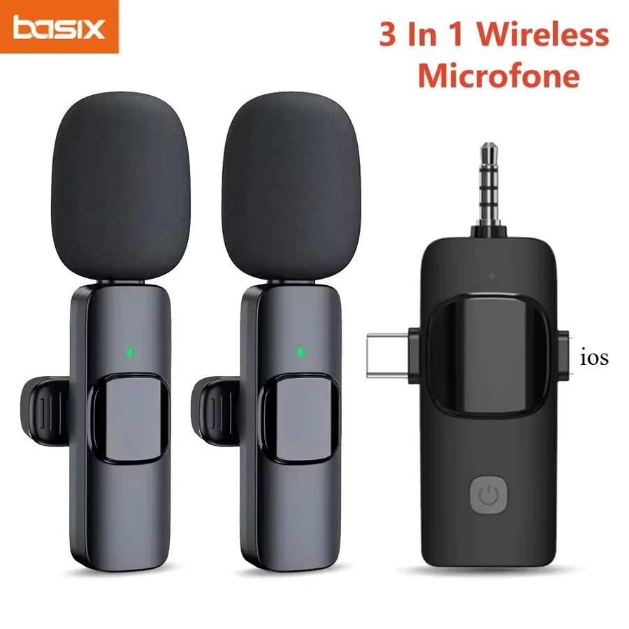 Basix Mini Kabelloses Lavaliermikrofon mit Geräuschunterdrückung für iPhone und Android sowie Kameras in Schwarz mit USB-C Anschluss - Bild 4