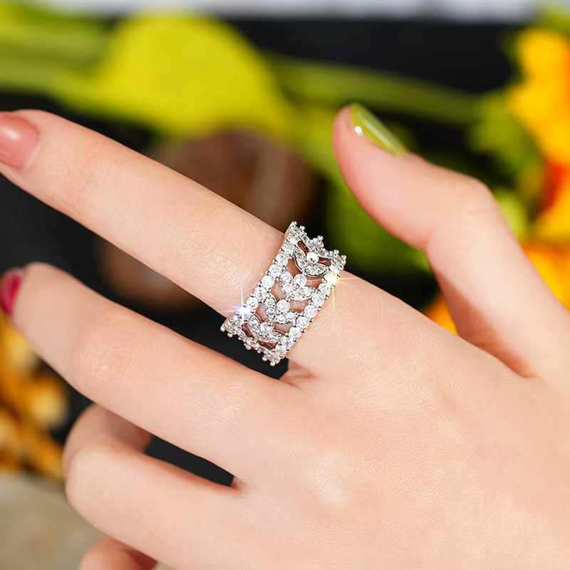 Huitan Ring, Blatt Design, Zirkonia, Silber, Damen - Bild 2
