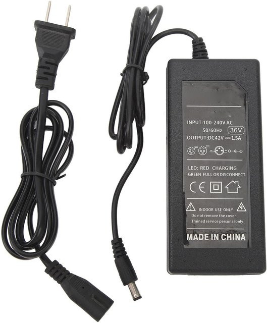 Fishine Lithium-Akkuladegerät 42V 1.5A mit Barrel-Plug für Elektrofahrräder und Roller in Grau/Schwarz - Bild 1