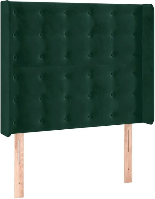 vidaXL Kopfteil mit Ohren in Dunkelgrün aus Samt, B/T/H: 83 x 16 x 118/128 cm - Bild 1