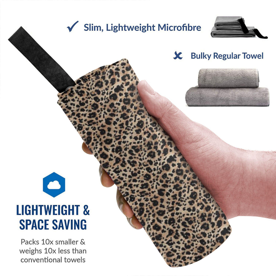 Strandtuch von JMG Household Supplies in Braun mit Leopard-Muster aus Mikrofaser, schnelltrocknend und saugfähig, B/B: 70 x 140 cm - Bild 5