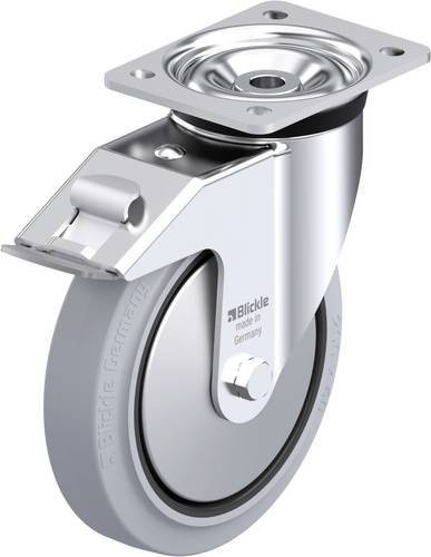 Blickle Stahlblech-Lenkrolle LK-POEV 200R-FI-SG-FA in Grau/Schwarz mit 200 mm Rad-Durchmesser und 500 kg Tragfähigkeit - Bild 1