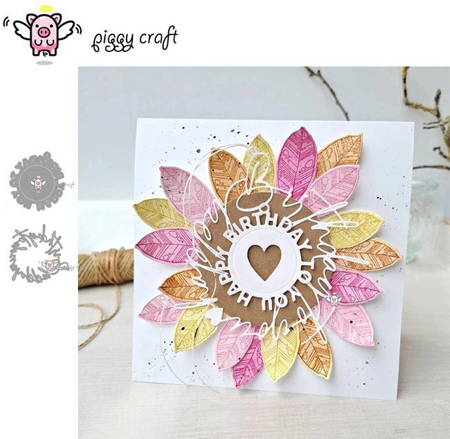 Piggy Craft Metall-Stanzform Alles Gute zum Geburtstag mit Buchstabenring in Silber für Papierhandwerk und Sammelalben - Bild 1