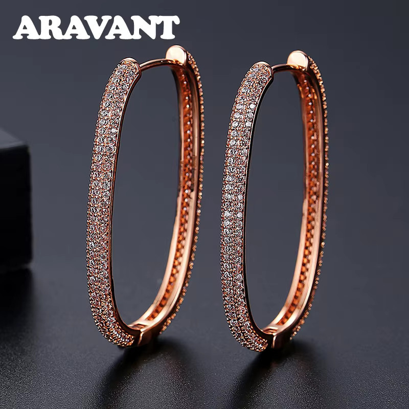 Aravant Creolen 925 Silber, Bicolor, Zirkonia, 40 mm, Damen - Bild 2