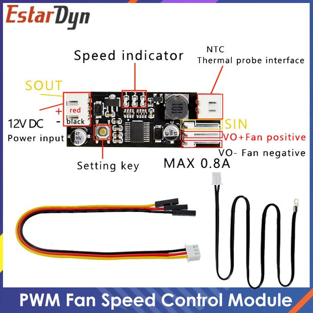 Estardyn DC 12V PWM Geschwindigkeitsregler für PC CPU Lüfter in Schwarz - Bild 1