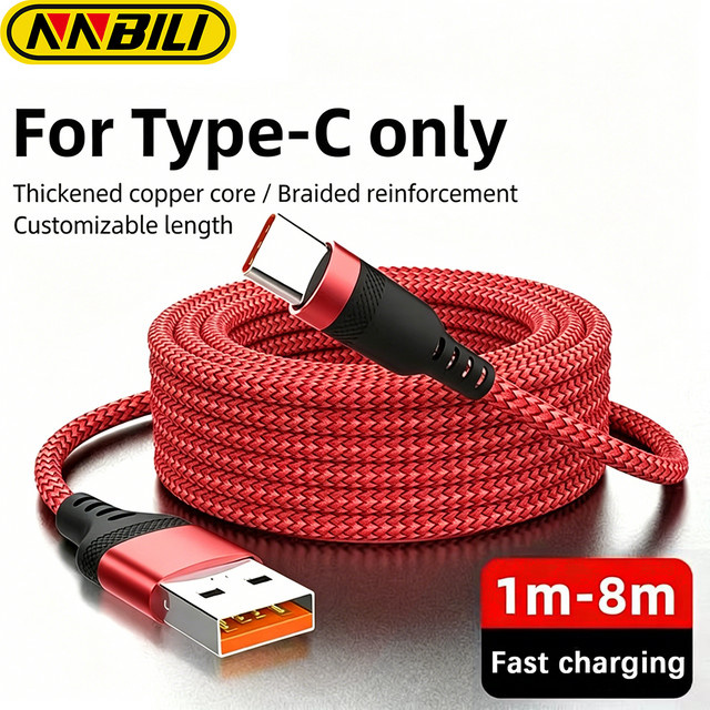 NNBILI USB Typ C Schnelllade-Verlängerungskabel für Android, Xiaomi, Redmi und Samsung - Bild 1