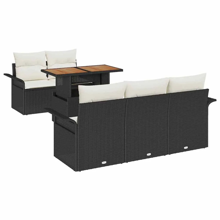 vidaXL Garten-Sofa-Set 6-teilig aus Poly Rattan in Schwarz mit Stauraum und Polstern - Bild 2