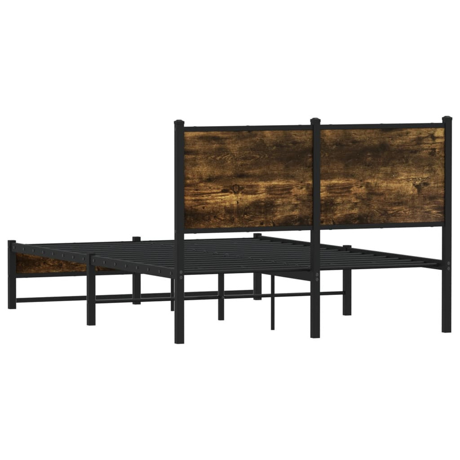 vidaXL Metallbettrahmen in Räuchereiche, Farbe Braun, B/T/H: 120 x 190 cm - Bild 5
