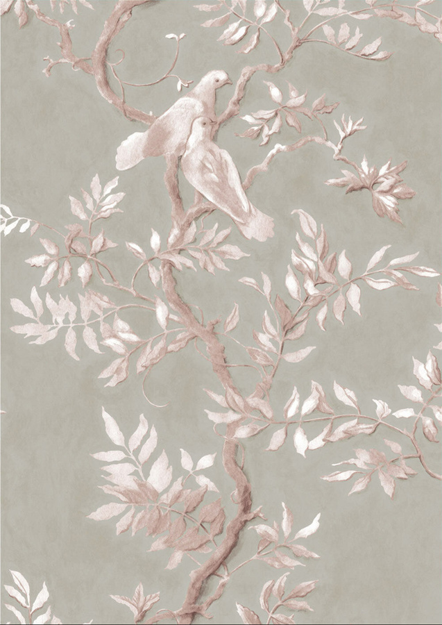 Lewis & Wood Tapete Doves - Flax in Beige mit floralem und botanischem Motiv - Bild 1