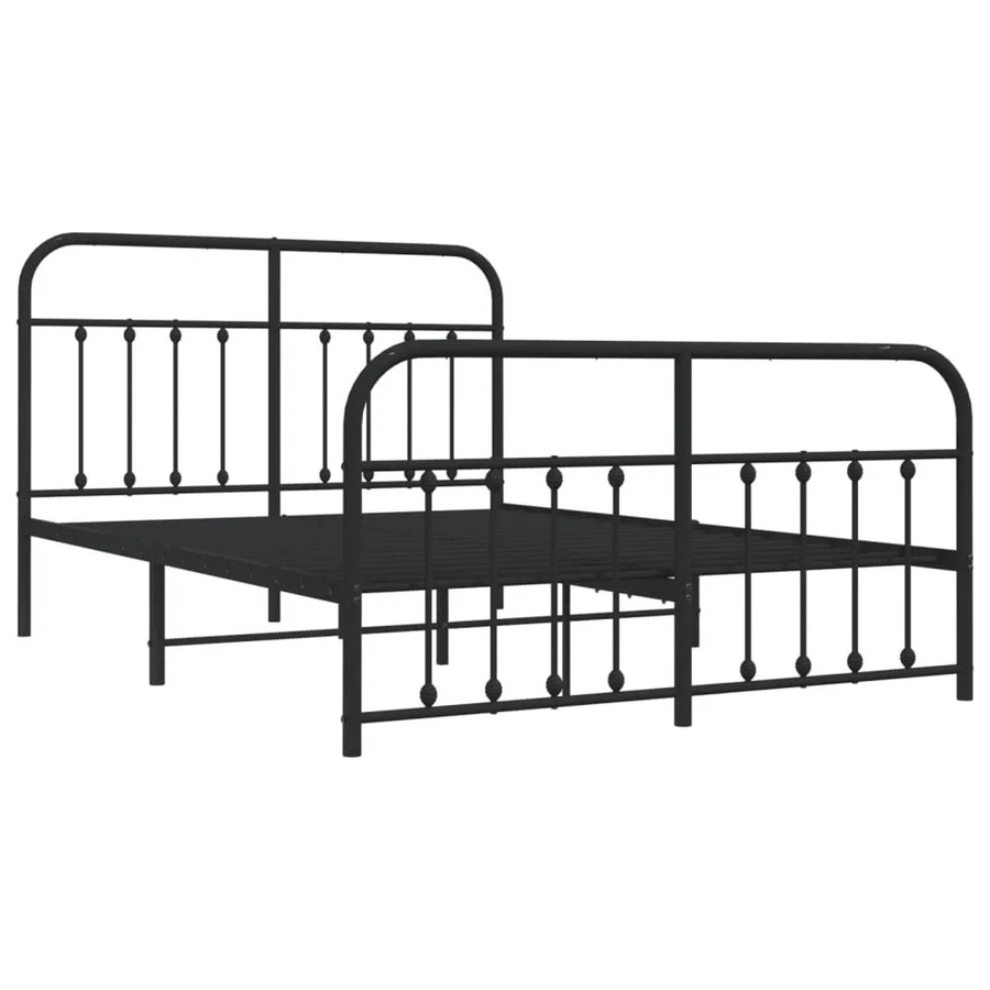 vidaXL Bettgestell aus Metall mit Kopf- und Fußteil in Schwarz, B/T: 140 x 200 cm - Bild 2