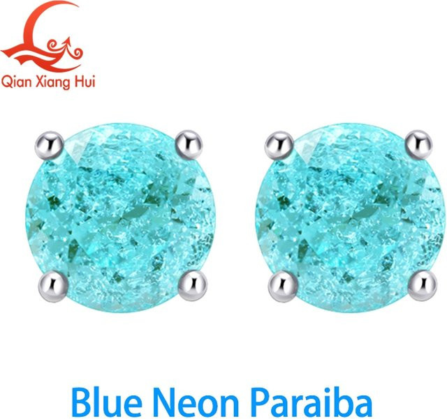 qian xiang hui Ohrstecker, YAG Neon Paraiba Blau und Grün, 925 Silber, Unisex - Bild 1