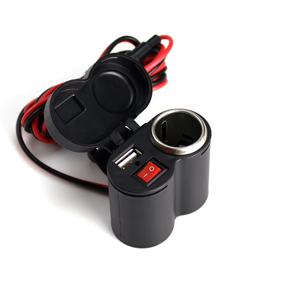 USB-Ladegerät Adapter für Auto und Camper mit USB-A und USB-C Anschlüssen, 2.4A, Schwarz, DC 12V-24V mit Schalter - Bild 6