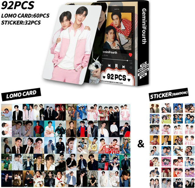 92 Stück Geminifourth Thai BL CP Lomo-Karten Set mit Mini-Aufklebern, doppelseitige HD-Fotokarten für Fans, Multicolor - Bild 1