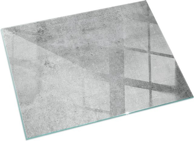 Tulup Glasplatte für Kamin in Grau mit Rohbetonstruktur, B/B/H: 120 x 80 cm - Bild 1