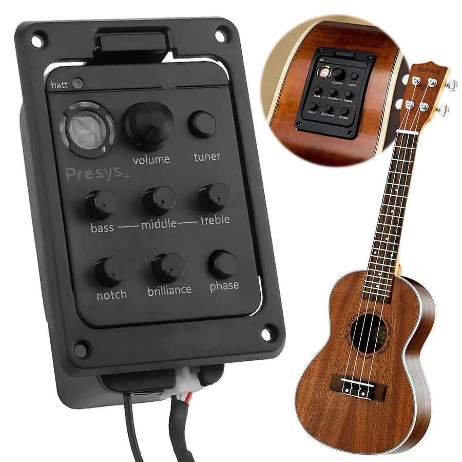 Fishman Presys+ 4-Band Akustikgitarren-Tonabnehmer mit integriertem Vorverstärker, EQ und Tuner in Schwarz - Bild 5