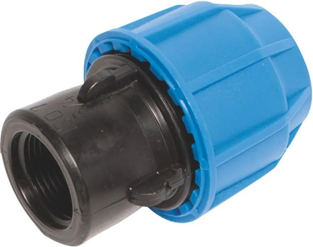 LUX-TOOLS Anschlussverschraubung für PE-Rohre Ø 25 mm x 24,1 mm mit Rp 3/4 Zoll in Blau - Bild 1