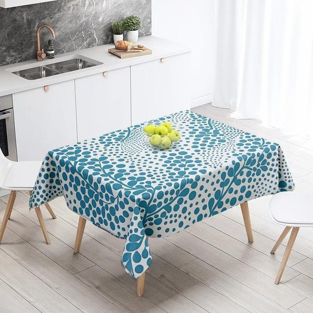 JINGYUE Pet Tischdecke mit geometrischem Design in Türkis, rechteckig, wasserabweisend und maschinenwaschbar, B: 100 cm, T: 145 cm - Bild 1