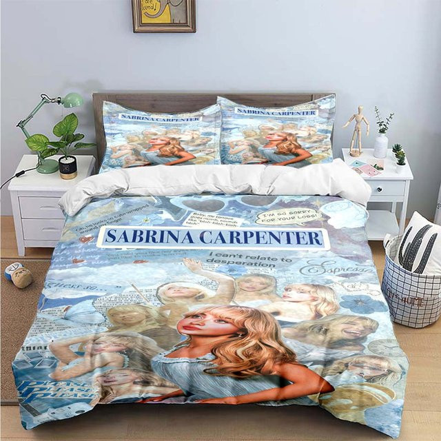 Singer Girls S-Sabrina Bettwäsche-Set mit Karpfenmuster in Blau, bestehend aus Bettbezug und Kissenbezug aus Mikrofaser, Breite: 135 cm, Länge: 200 cm - Bild 1