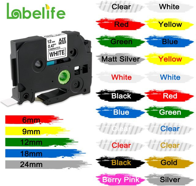 Labelife Laminierte Etikettenbänder kompatibel mit P-touch PTH110, wasserfest und ölbeständig, Mehrfarbig (Schwarz, Gold) - Bild 1