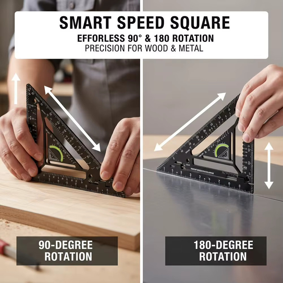 Smart-Squares Verstellbares Dachsparrengestell aus Aluminiumlegierung mit Wasserwaage in Rot-Schwarz für präzise Markierungen und Layouts - Bild 4