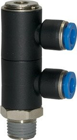 Riegler L-Mehrfachverteiler Blaue Serie, 2-fach drehbar, R 1/2, Durchmesser 12 mm, Blau/Schwarz - Bild 1
