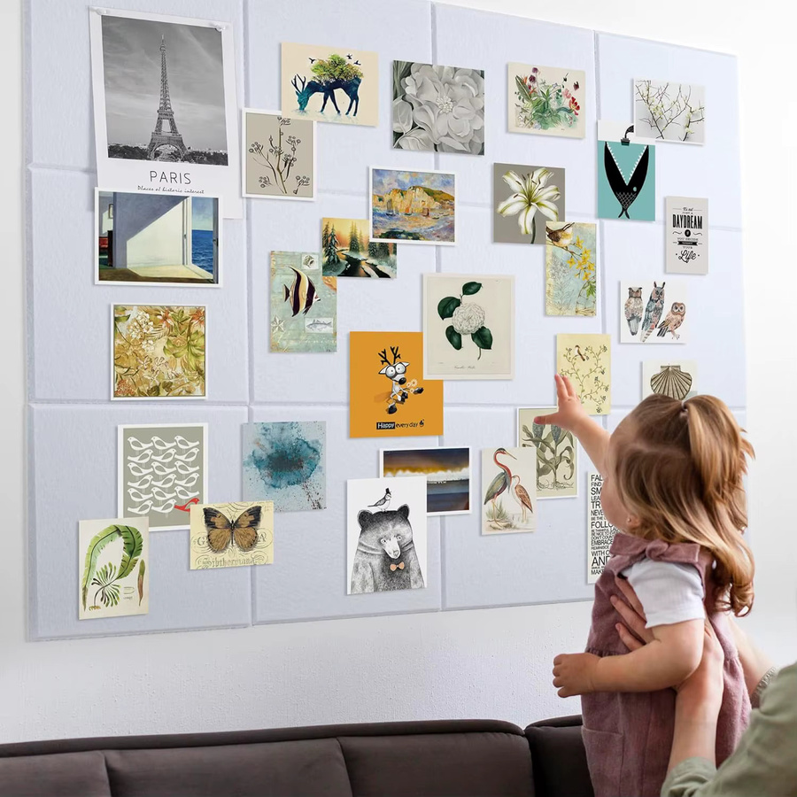 Selbstklebende Pinnwand-Wandfliesen aus Kork und Filz für Büro und Schule in Braun und Grün - Bild 2