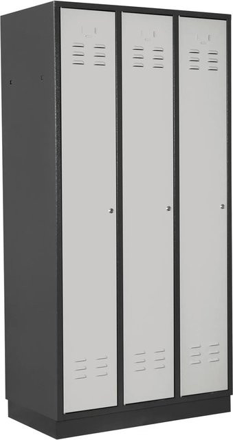 PROREGAL Garderobenschrank Ermine mit 3 Türen in Anthrazitgrau und Lichtgrau, H x B x T: 177,5 x 89 x 50 cm - Bild 1