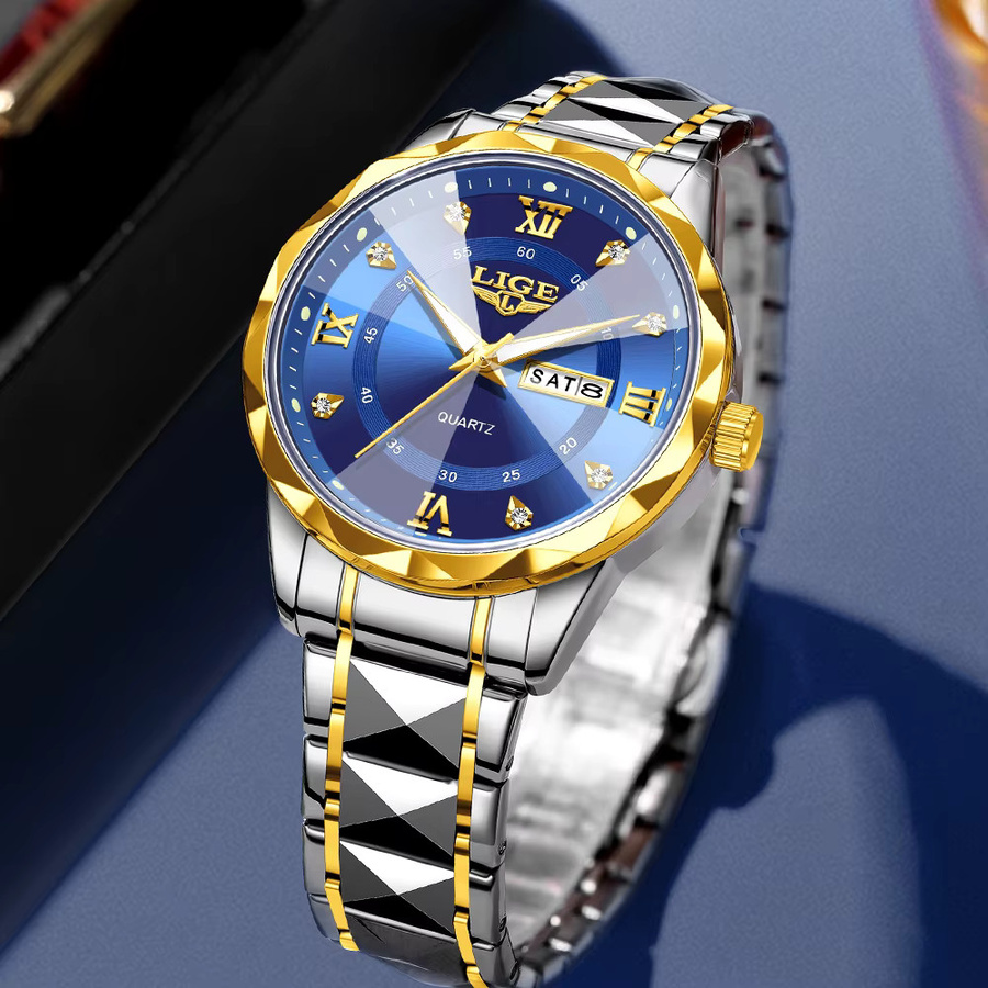 LIGE Armbanduhr Edelstahl, Quarz, Datum, Wochentag, Herren - Bild 3