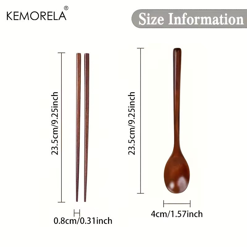 12-teiliges KEMORELA Holzbesteck-Set aus Holz in Braun mit Löffeln und Essstäbchen, mattiert, B/T/H: 23,5 x 4,0 x 12,0 cm - Bild 5