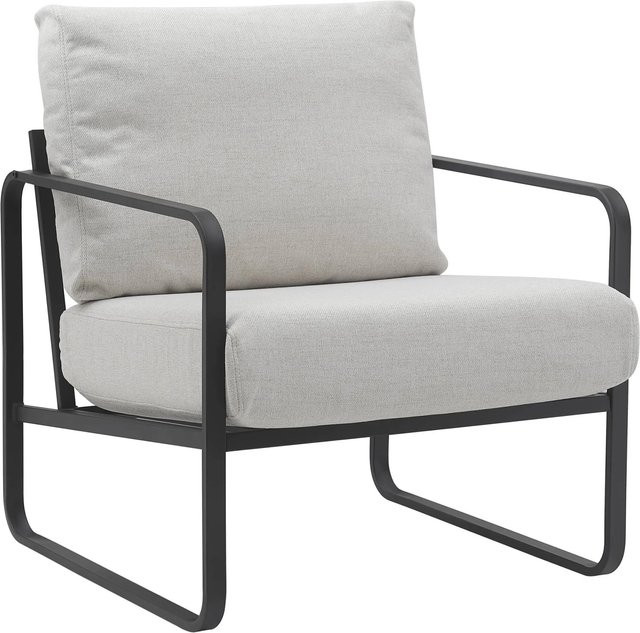 DELUKE Lounger Sessel JAKART Clubsessel aus Stoff in Grau mit Metallgestell B/T/H: 70 x 74 x 82 cm - Bild 1