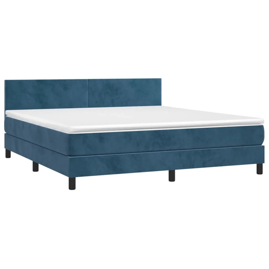 vidaXL Boxspringbett mit Matratze und LED-Beleuchtung in Dunkelblau, Samt, Hybrid-Konstruktion mit USB-Anschluss, B/T: 160 x 200 cm - Bild 2