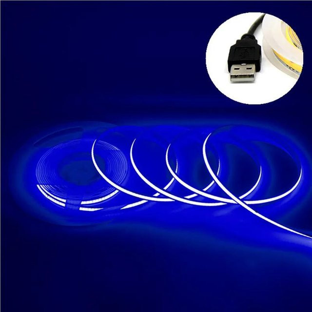 OuuZuu COB LED Streifen Blau, USB 5V Flexible LED Band mit 320 LEDs für TV Hintergrundbeleuchtung - Bild 1