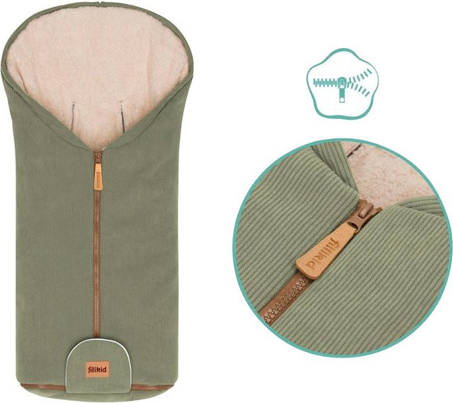 Fillikid Winterfußsack Nevis Cord für Babyschalen und Babywannen in Grün - Bild 1