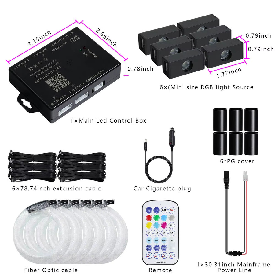 Kingmaled Auto Sternenhimmel Deckenleuchte mit RGBW Glasfaser-Sternenlicht und APP-Steuerung, Multicolour, 12V DC - Bild 3