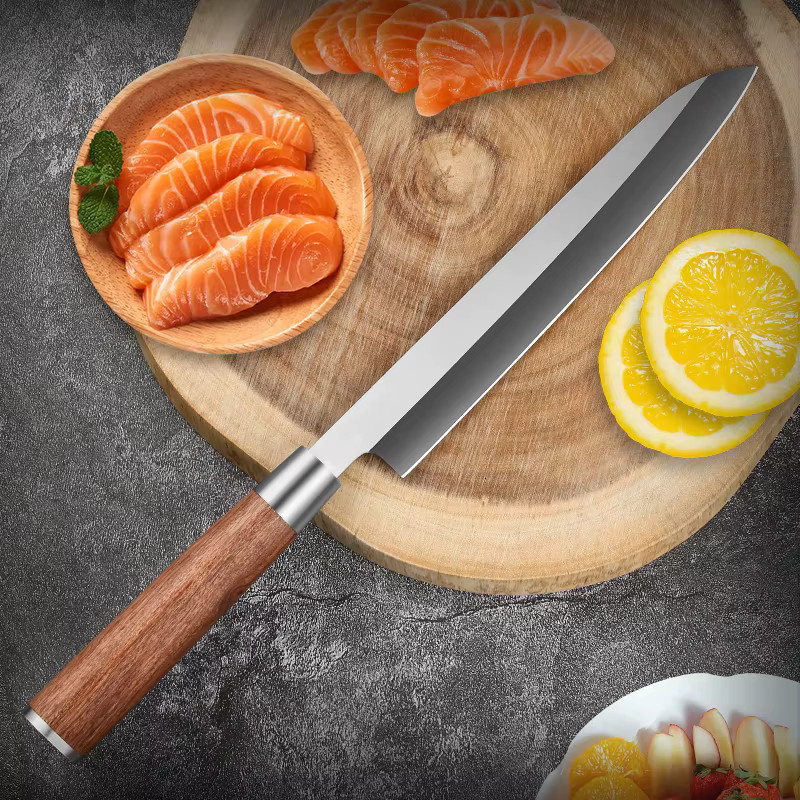 Baovim Sashimi-Messer mit einseitiger Klinge aus Edelstahl und Bubinga Holzgriff in Braun, Länge: 20,32 cm - Bild 3