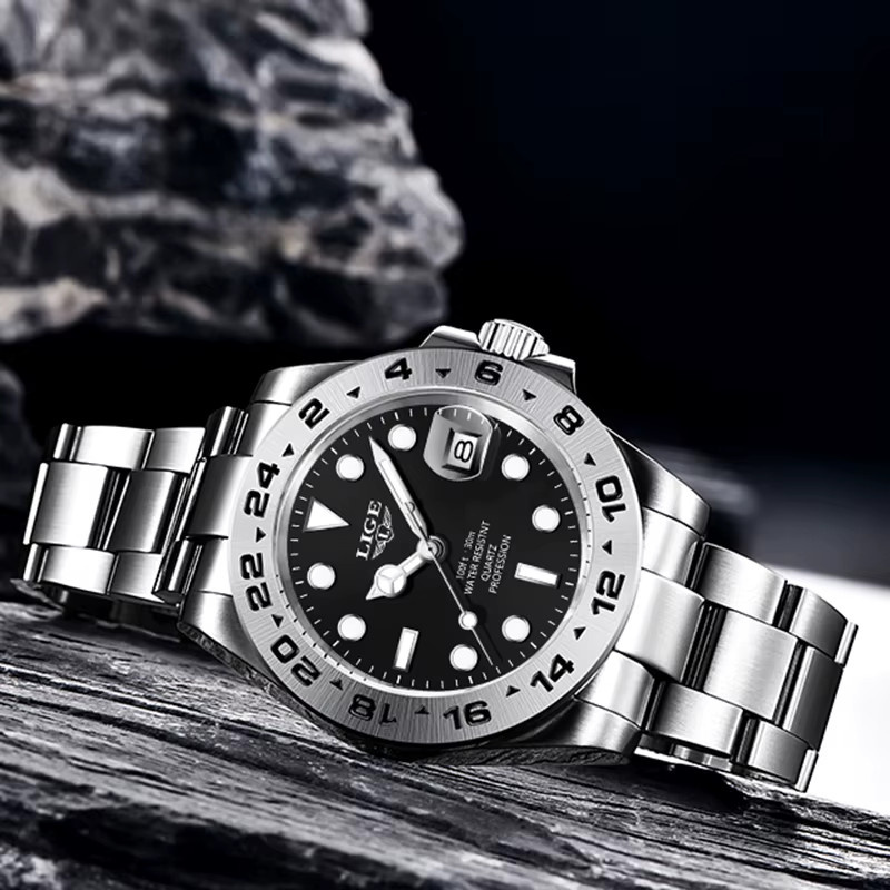 LIGE Armbanduhr Quarz, Edelstahl, Weiß, Herren - Bild 5