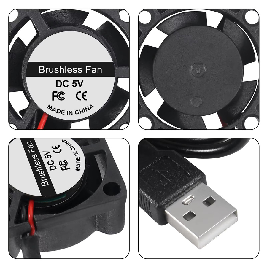 Aokin USB Bürstenloser Lüfter 2510 DC 5V für 3D-Drucker und Mikro-Kühlung, Schwarz, B: 25 mm, H: 10 mm - Bild 4