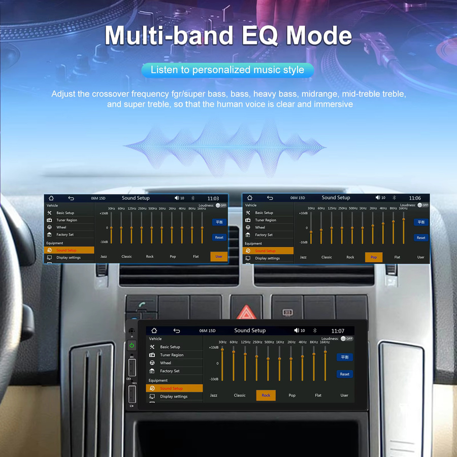 Podofo Auto-MP5-Radio mit 6,86 Zoll Display, CarPlay, Android Auto, Mirror Link und Bluetooth in Schwarz - Bild 5
