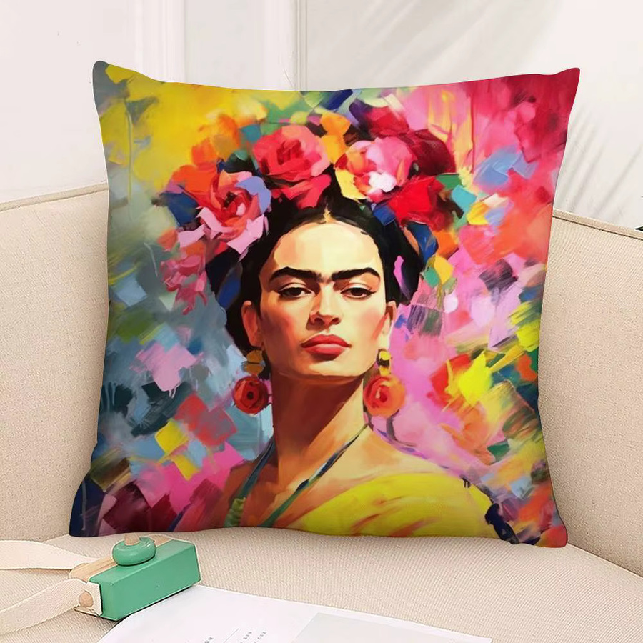 F-Fridas Painting Art Kissenbezug aus weichem Plüschstoff in Multicolor mit doppelseitigem Druck - Bild 4